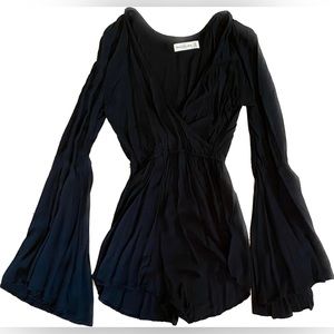 Black Romper with Bell Sleeves